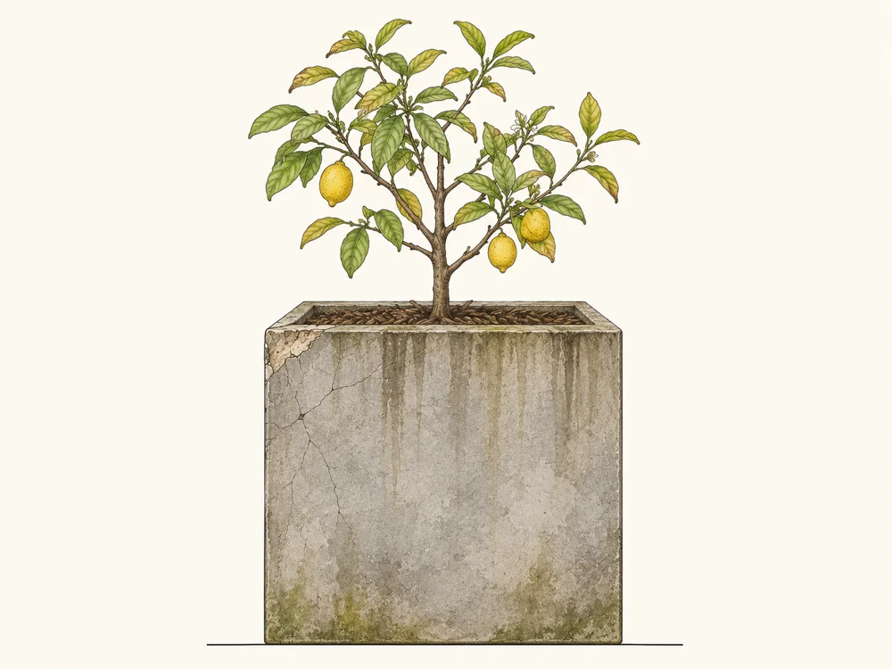 Ilustracija: betonsko korito po petih letih
